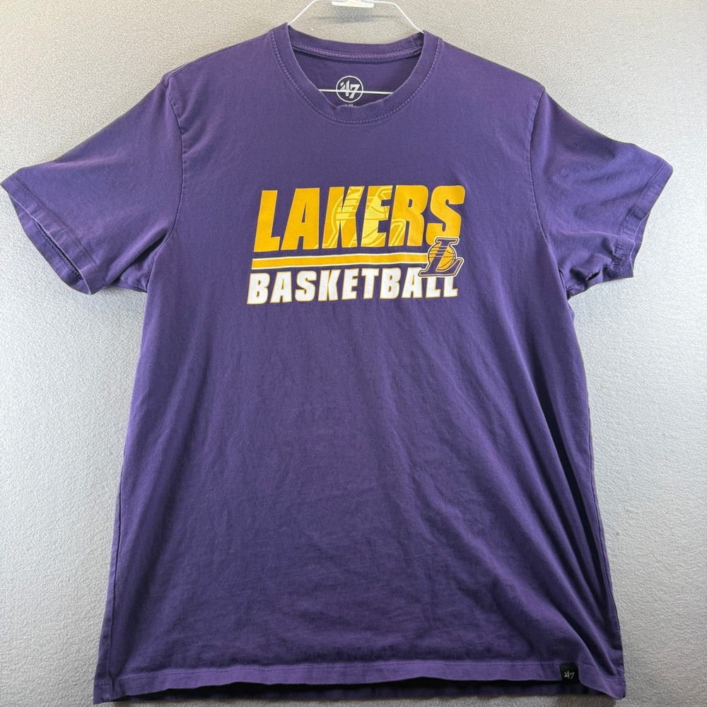 47 Brand Los Angeles Lakers T-Shirt Mens Large Purple Short Sleeve Basketball